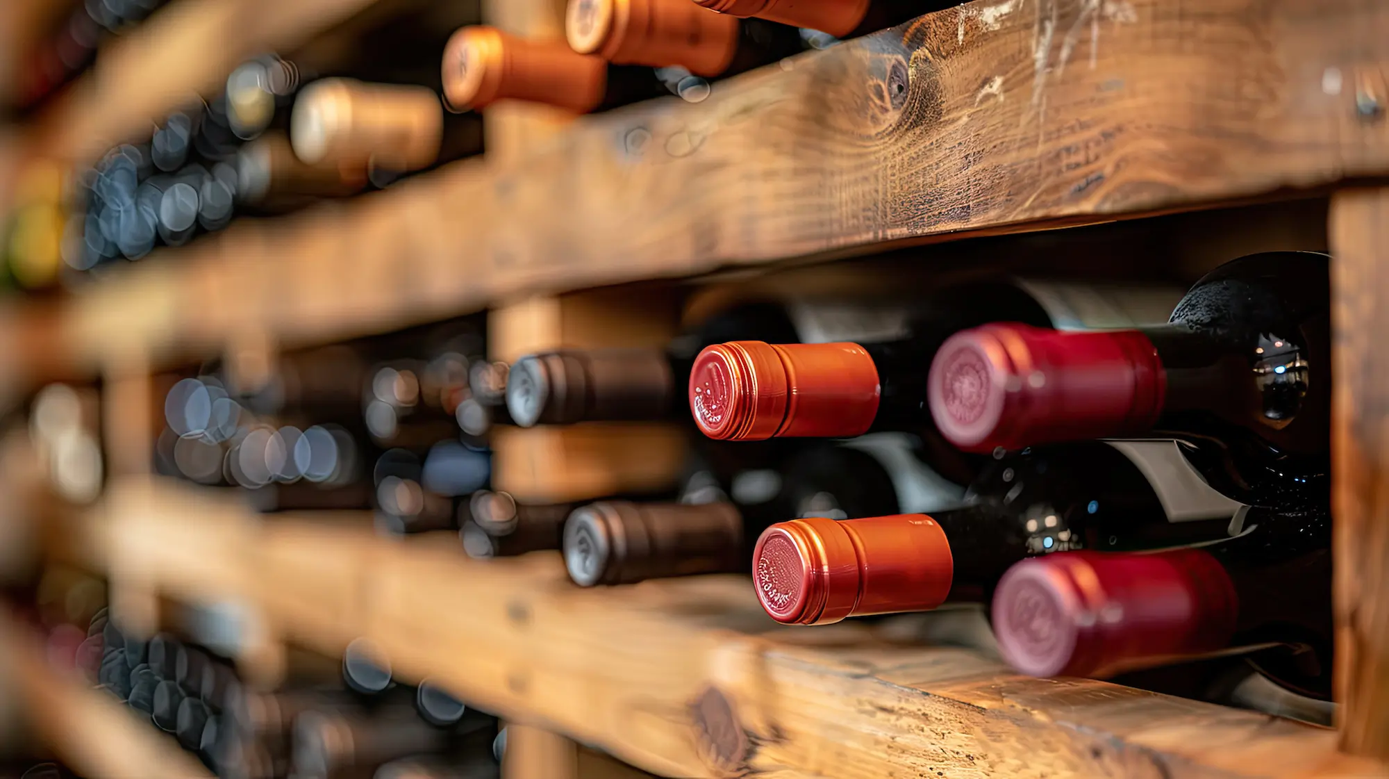 wine bottles stacked on wooden crate