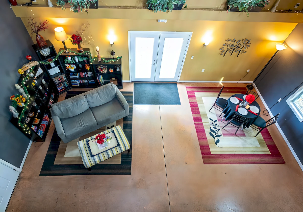 The Gathering Place from Upper Mezzanine View at The Inn Event Center at Deer Creek Winery at Brooks Estate