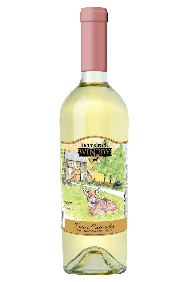 Deer Creek Winery Homepage Fawn Catawba semi-sweet blush wine bottle deer creek winery