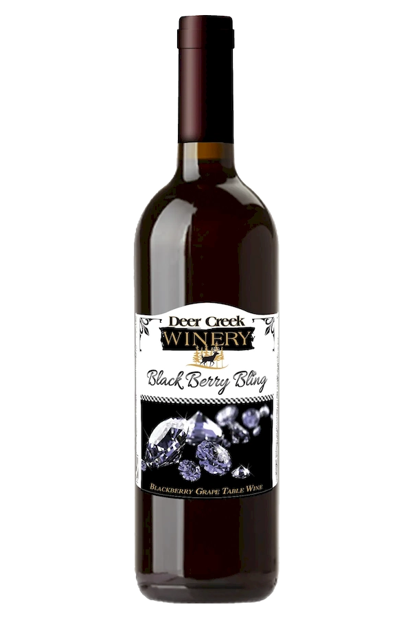 deer creek winery Black Berry Bling semi-sweet blackberry Niagara wine bottle