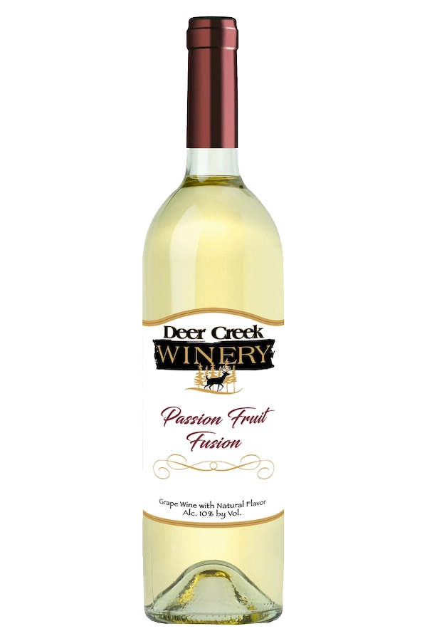 Deer Creek Winery Homepage Passion Fruit Fusion sweet tropical white wine bottle from Deer Creek Winery