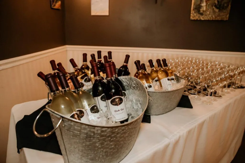 Wine Bar for Wedding at The Gathering Place at The Inn Event Center at Deer Creek Winery at Brooks Estate