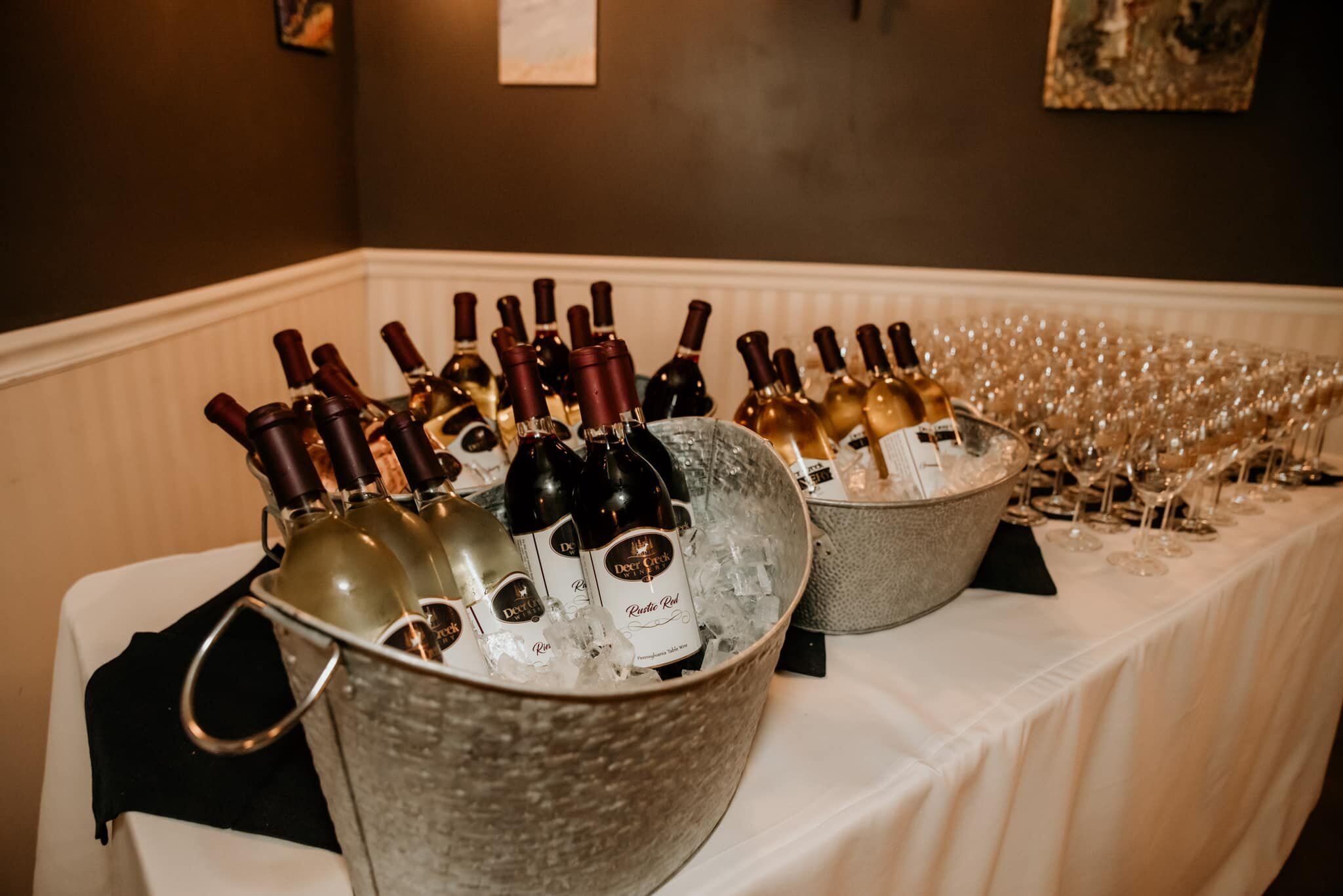 Wine Bar for Wedding at The Gathering Place at The Inn Event Center at Deer Creek Winery at Brooks Estate