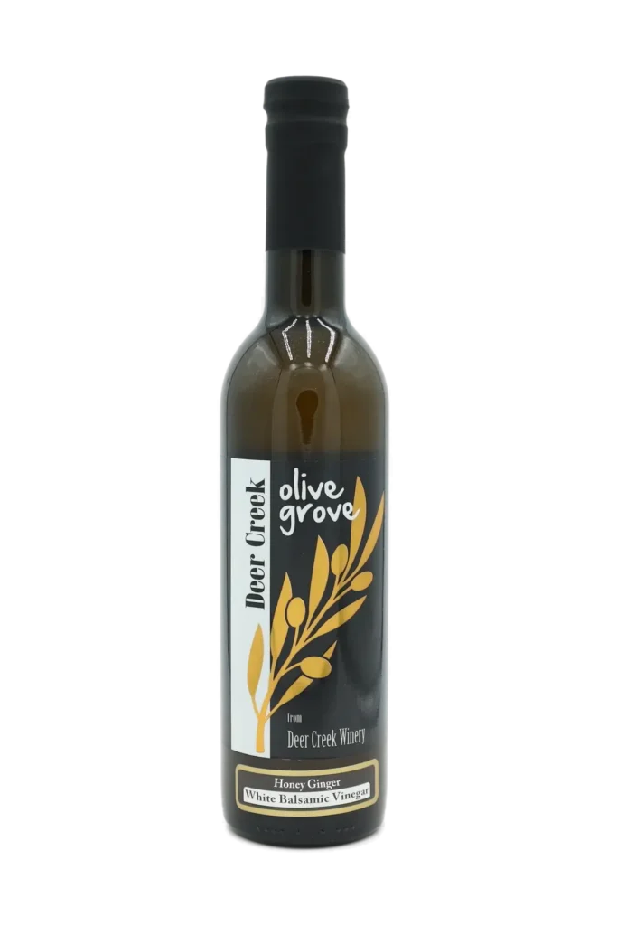 Honey Ginger White Balsamic Vinegar bottle from Deer Creek Olive Grove at Deer Creek Winery in Pennsylvania