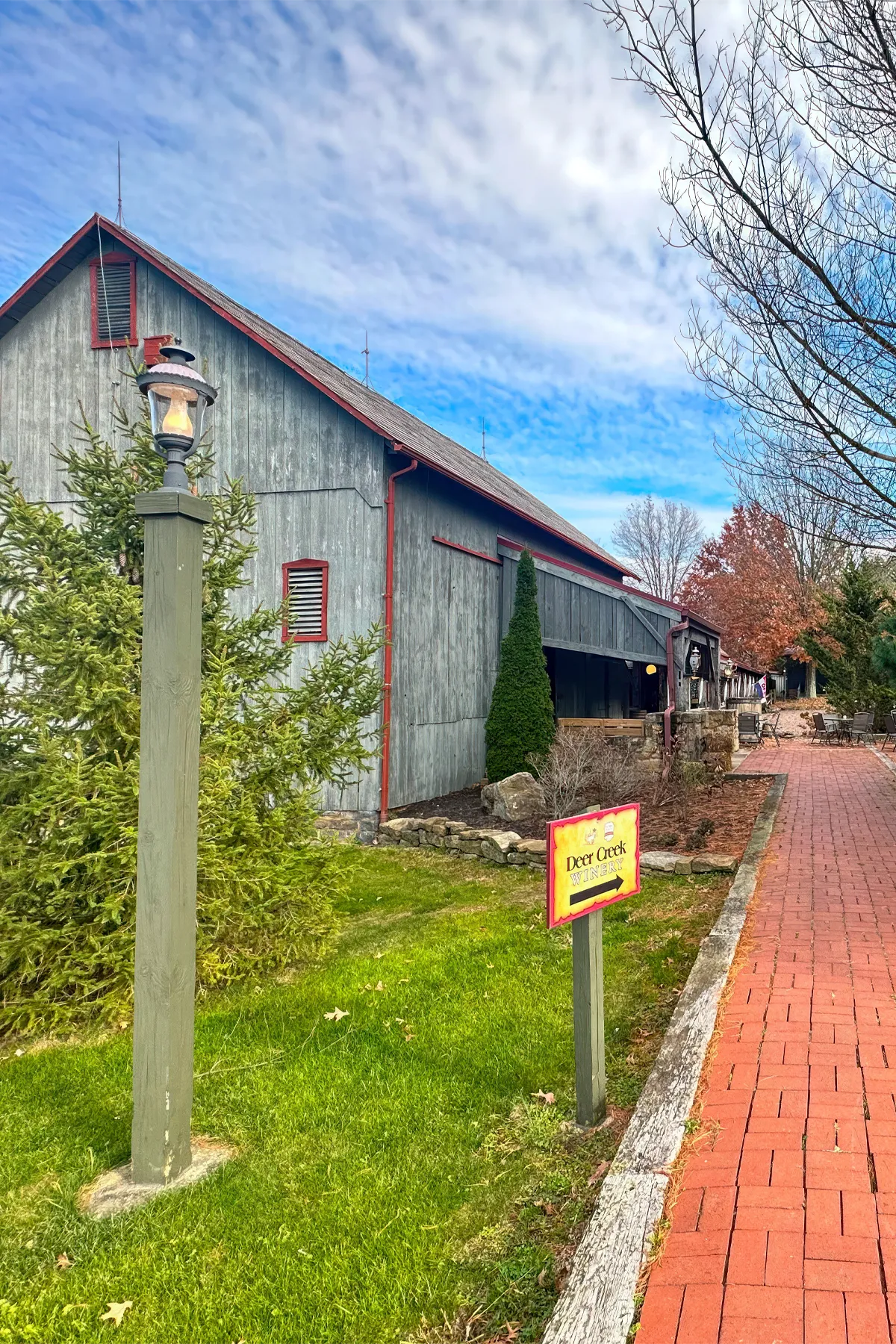 Compare Estates the hayloft barn outside view from walking path at deer creek winery at watson estate
