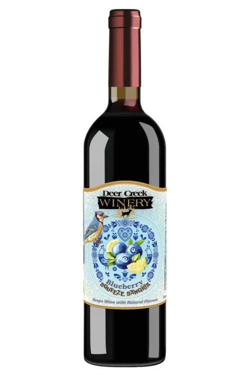 Blueberry wine sangria with lemon flavor deer creek winery