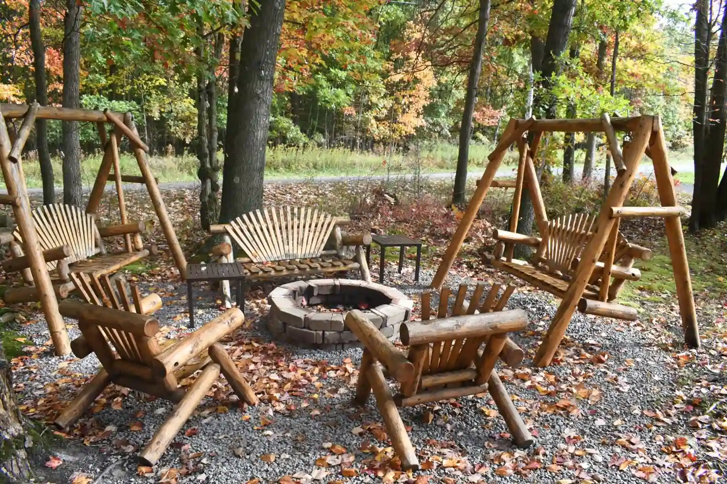 Compare Estates outside sitting and firepit area at deer creek winery at brooks estate