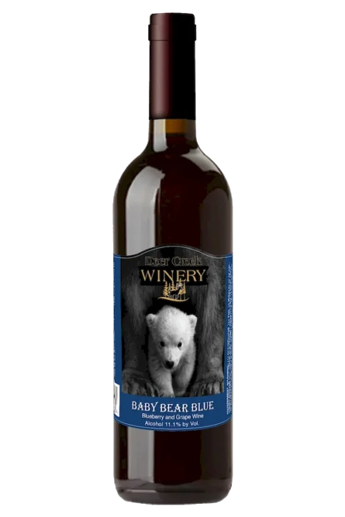 deer creek winery Baby Bear Blue sweet blueberry Niagara wine bottle