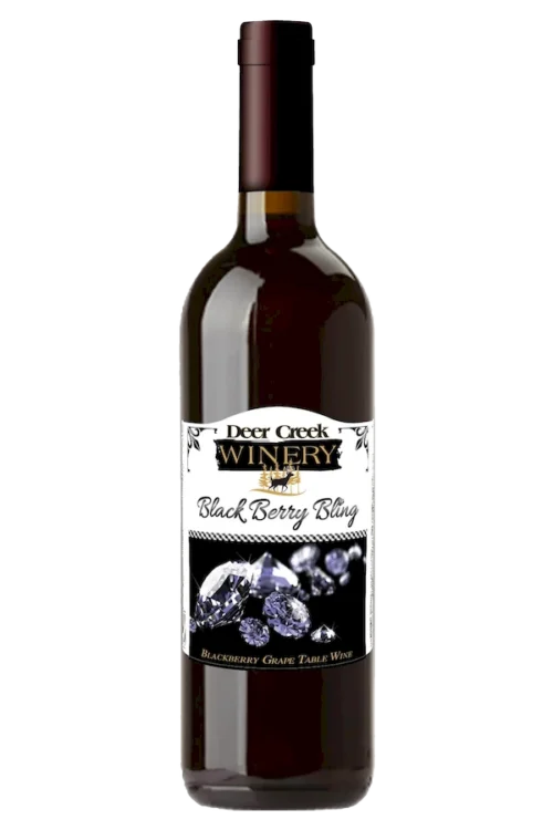 deer creek winery Black Berry Bling semi-sweet blackberry Niagara wine bottle