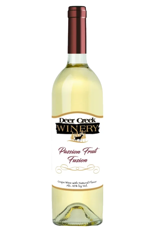 Passion Fruit Fusion sweet tropical white wine bottle from Deer Creek Winery