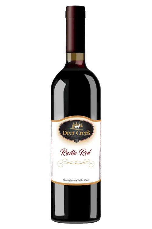 deer creek winery Rustic Red medium-bodied Chambourcin wine bottle