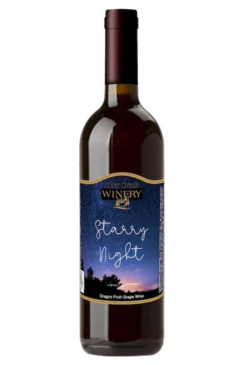 Starry Night sweet dragon fruit and Aurora wine bottle deer creek winery