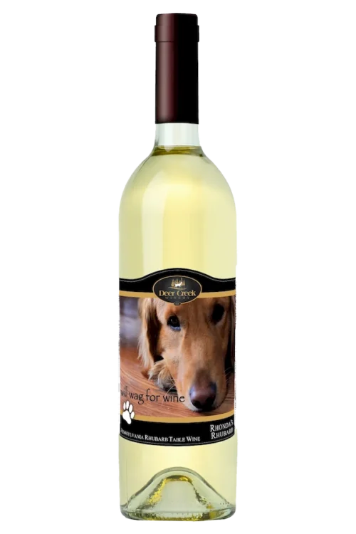 Rhonda’s Rhubarb wine bottle from Deer Creek Winery