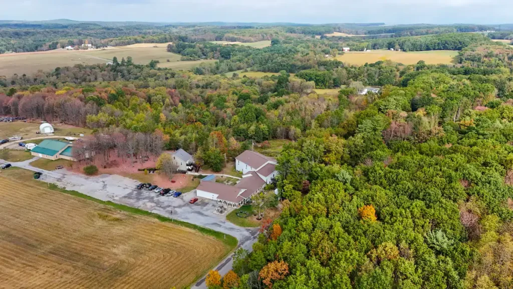A Peaceful Bed and Breakfast in Shippenville, Pennsylvania aerial view of deer creek winery at brooks estate