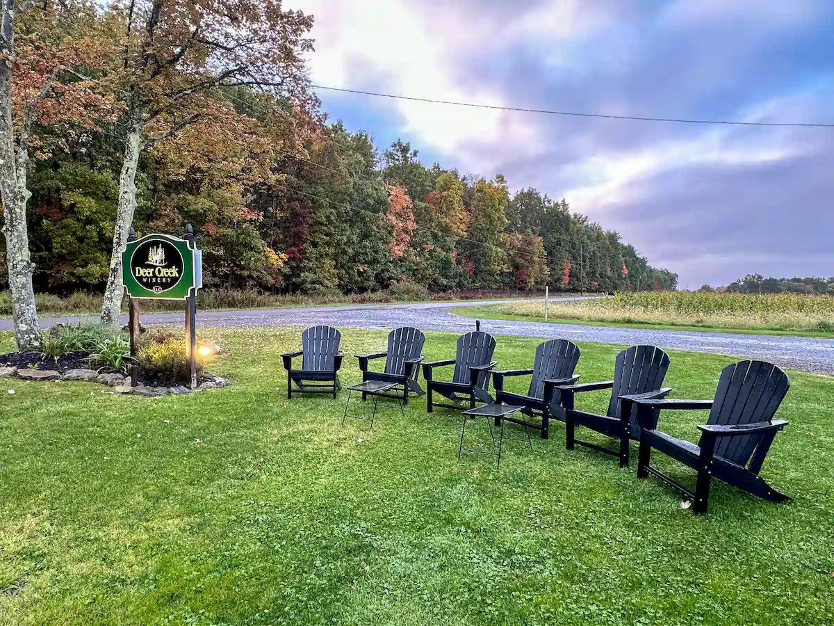 Compare Estates outside sitting area at deer creek winery at brooks estate