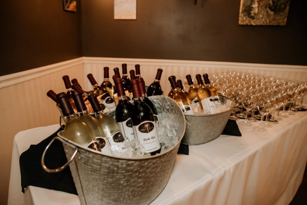 Wine Bar for Wedding at The Gathering Place at The Inn Event Center at Deer Creek Winery at Brooks Estate