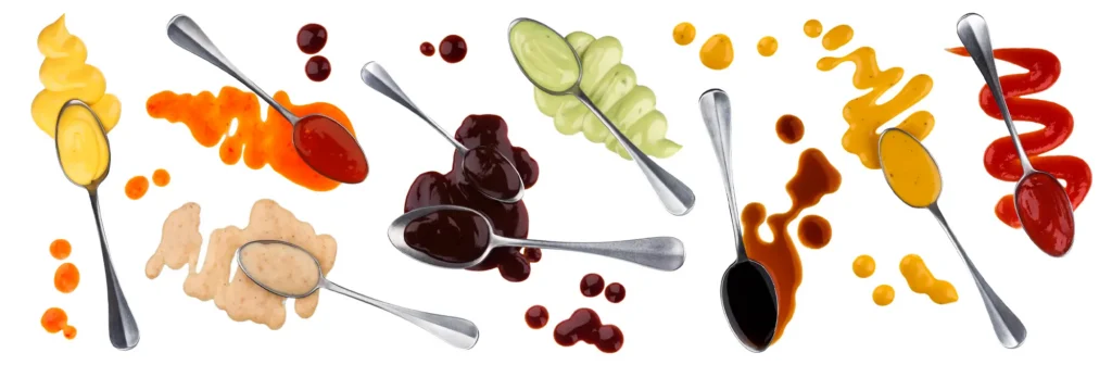 The Deer Creek Pairing Experience: Where Wine and Food Come Together in Pennsylvania Variety of sauces and dipping blends on spoons — illustrating the range of olive oil and balsamic combinations