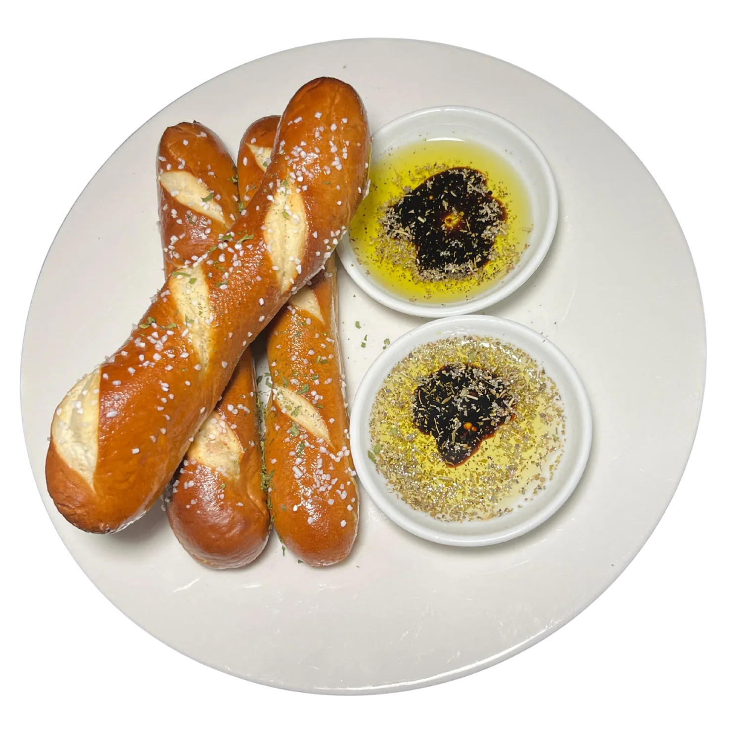 Deer Creek's Rustic Twists — warm soft pretzel rods with house dips and seasoning blends at Deer Creek Winery