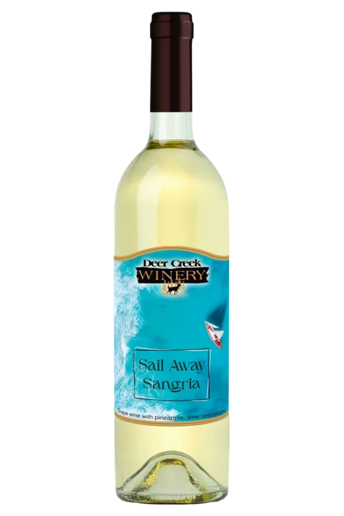 Sail Away Sangria tropical pineapple coconut lime sangria bottle from Deer Creek Winery