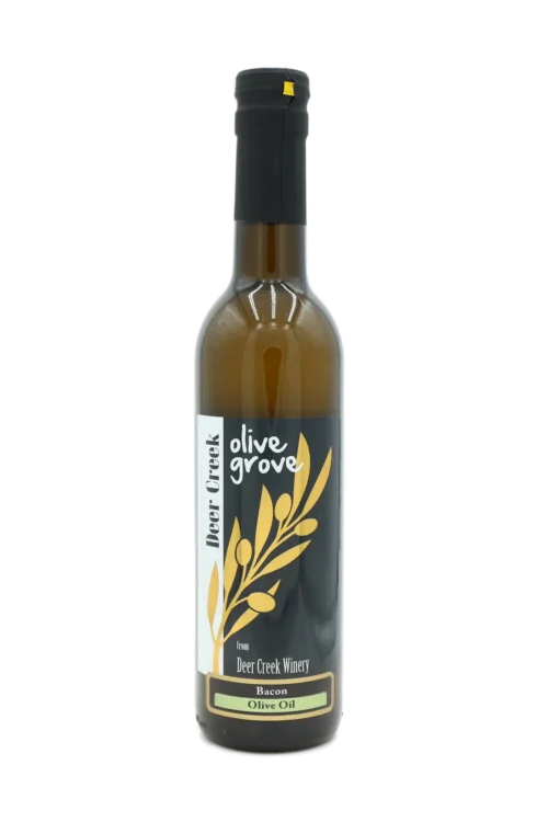 Bacon Olive Oil bottle from Deer Creek Olive Grove at Deer Creek Winery in Pennsylvania