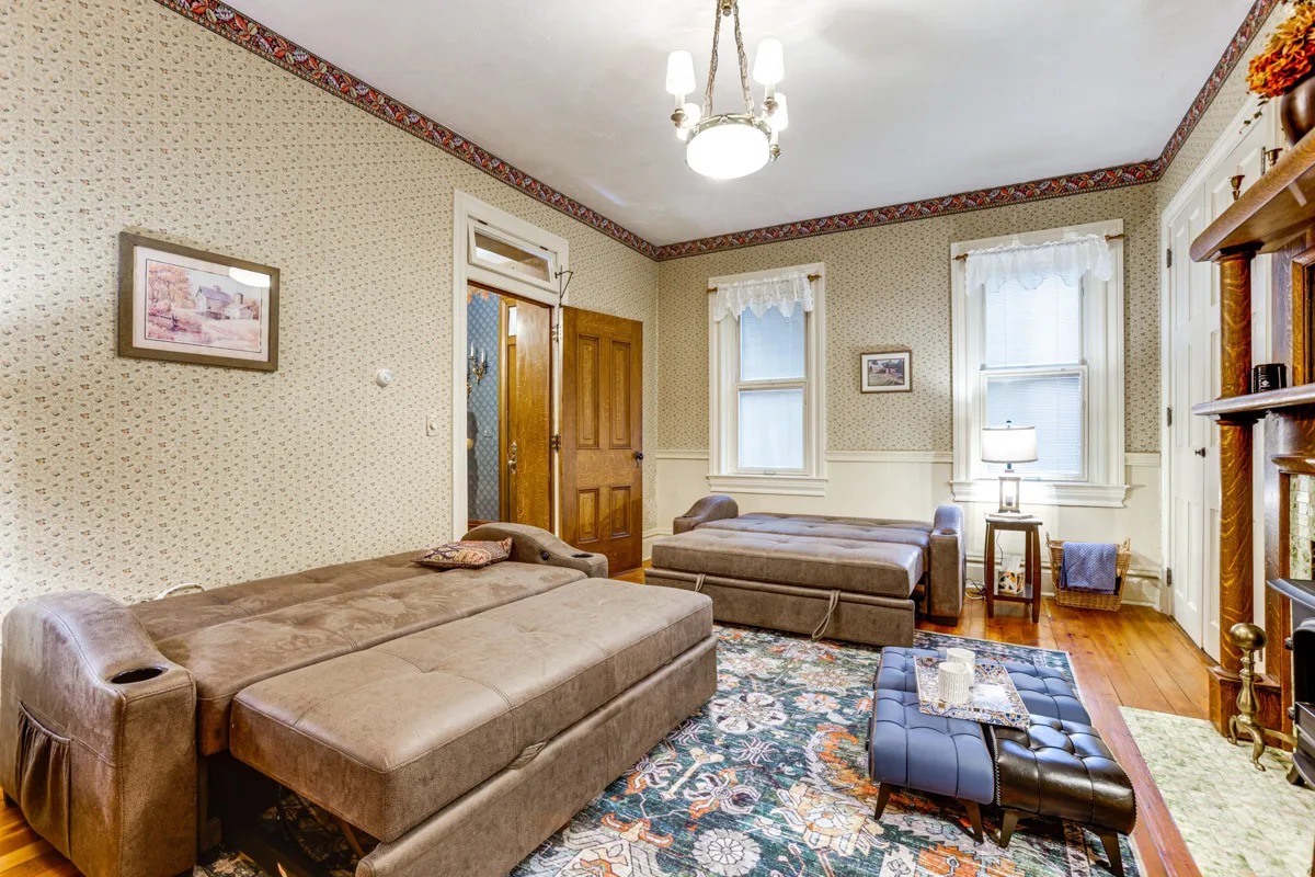 woodland manor view facing couches
