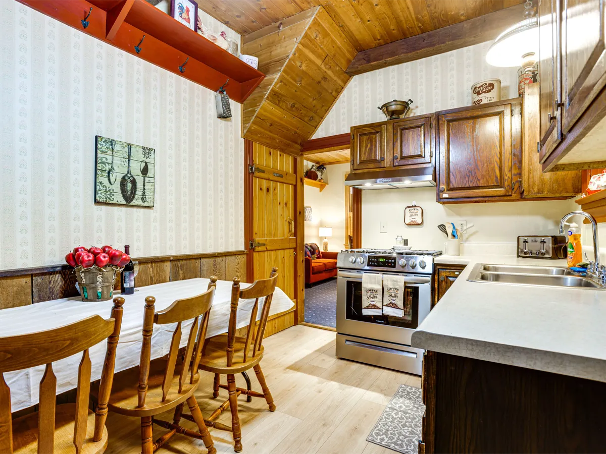 woodland manor kitchen facing stove