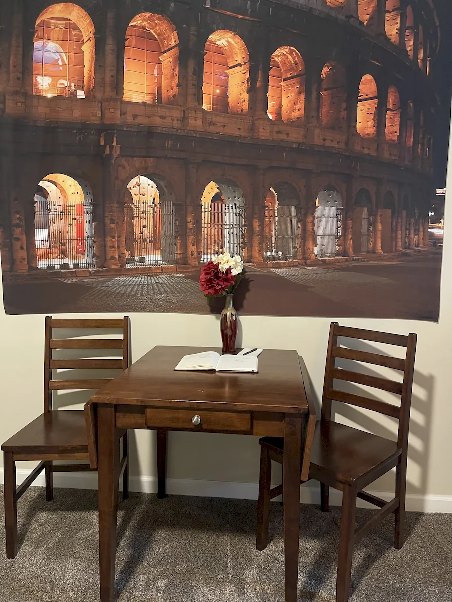 autumn in italy room, table with chairs