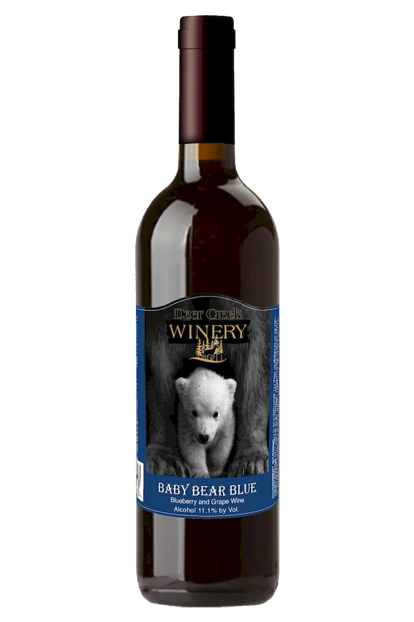 deer creek winery Baby Bear Blue sweet blueberry Niagara wine bottle