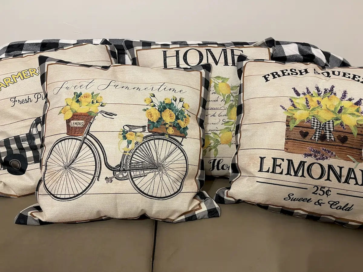 lavender and lemon farm room pillows