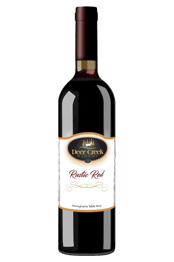 deer creek winery Rustic Red medium-bodied Chambourcin wine bottle