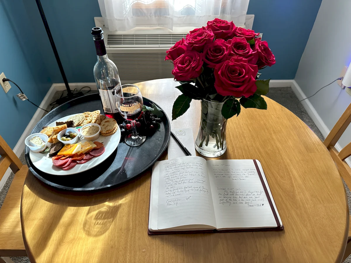 summer in california room, table with flowers, breakfast