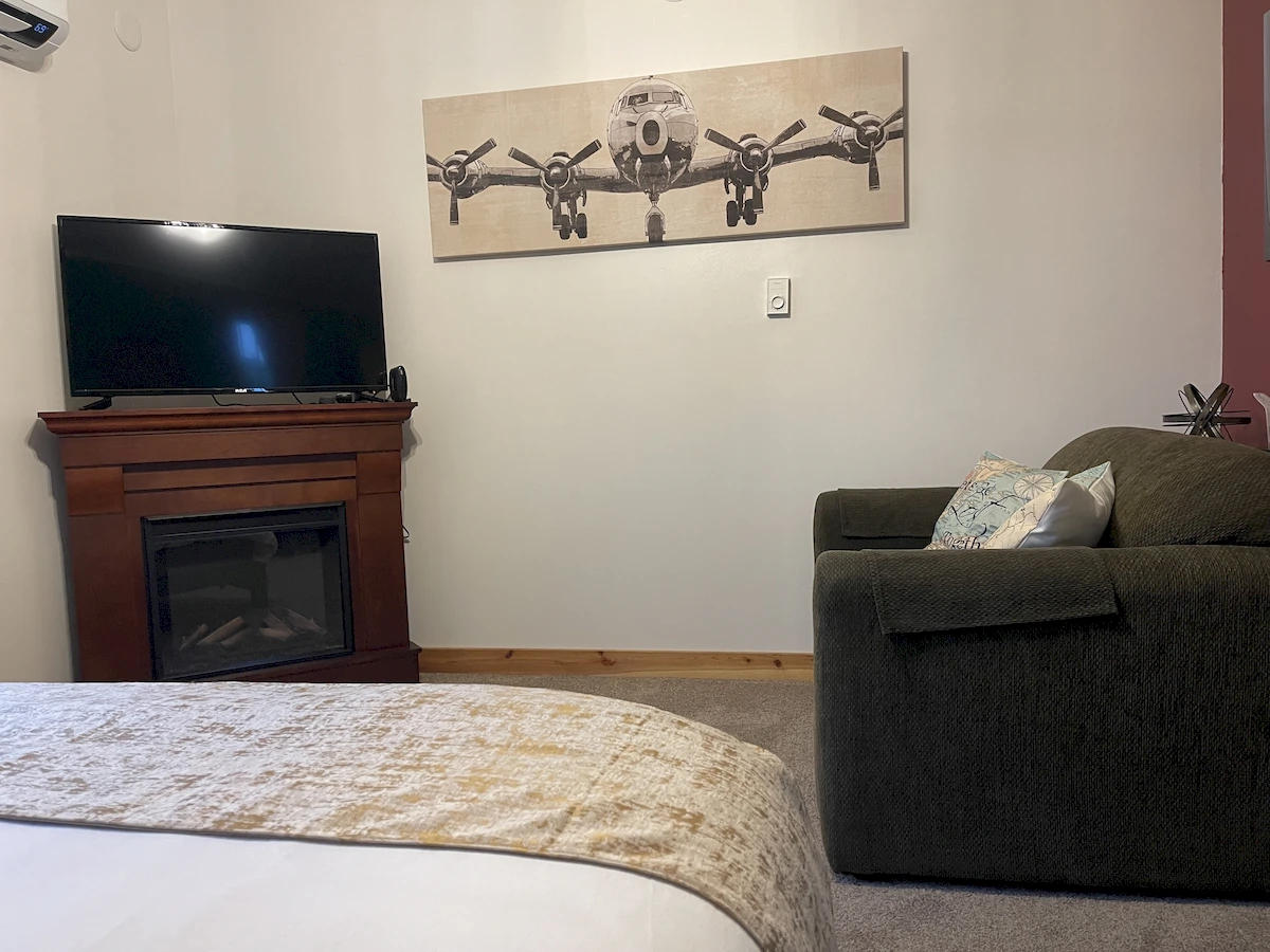 up, up, and away bed facing tv