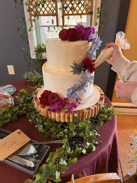 wedding cake at The Gathering Place at The Inn Event Center at Deer Creek Winery at Brooks Estate