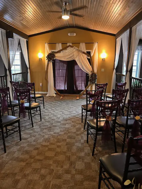Wedding Arch in the upper mezzanine at The Gathering Place at The Inn Event Center at Deer Creek Winery at Brooks Estate