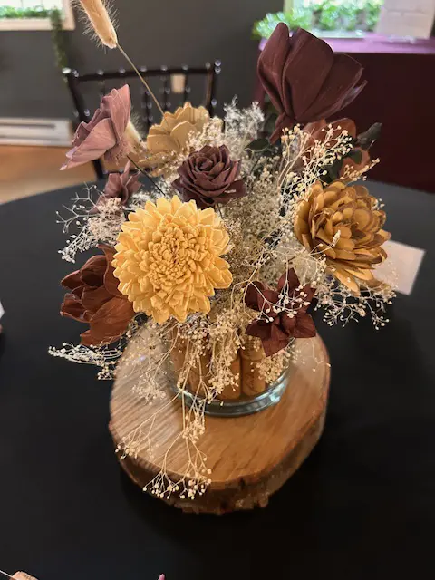 flower decoration for Wedding at The Gathering Place at The Inn Event Center at Deer Creek Winery at Brooks Estate