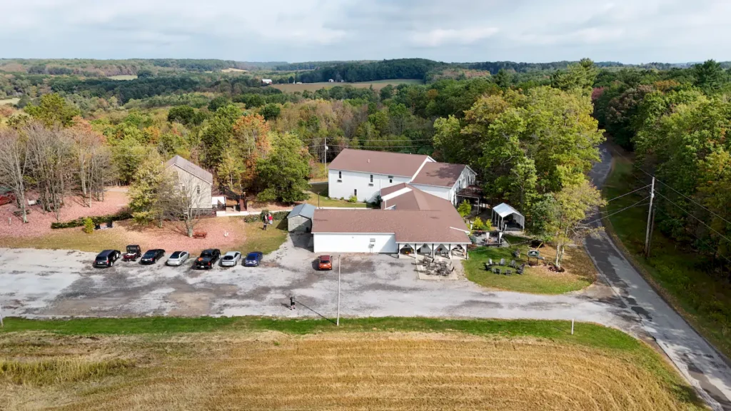 aerial view of deer creek winery at brooks estate
