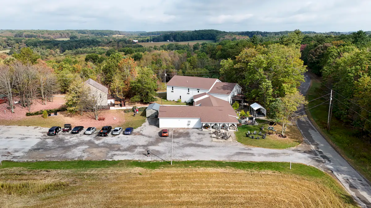 aerial view of deer creek winery at brooks estate