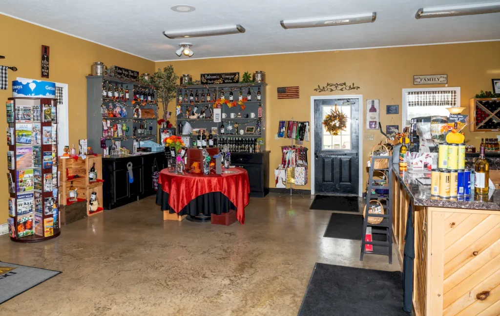 tasting room and cafe at deer creek winery at brooks estate