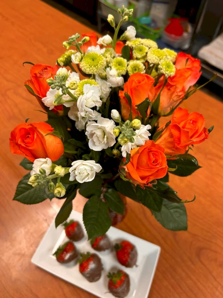 flowers and chocolates at brooks estate