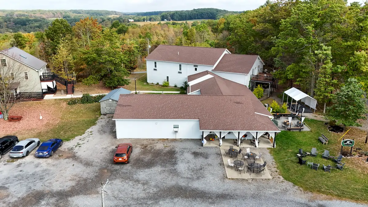 aerial view of deer creek winery at brooks estate