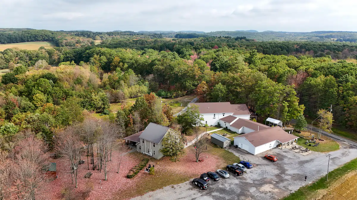 aerial view of deer creek winery at brooks estate