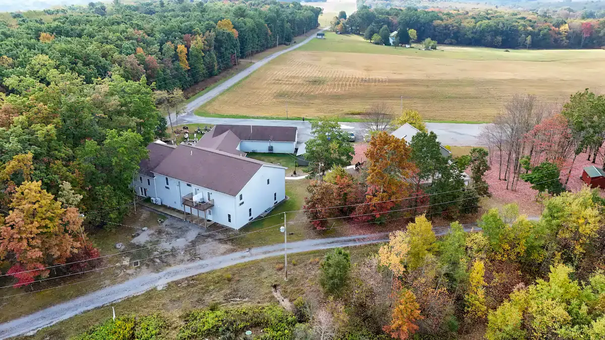 aerial view of deer creek winery at brooks estate