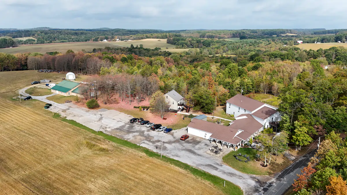 aerial view of deer creek winery at brooks estate