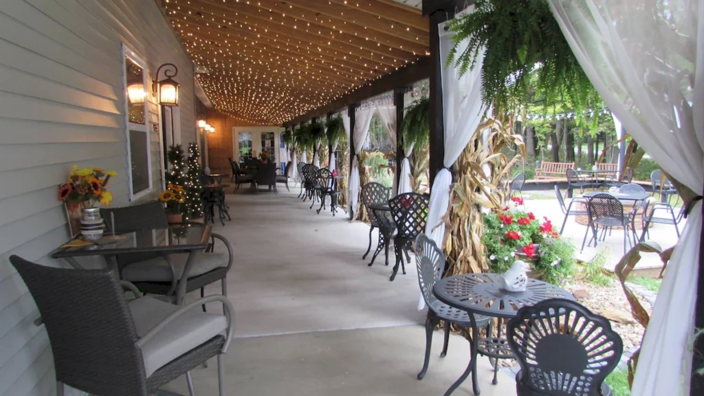 vino's den at brooks estate east porch at deer creek winery