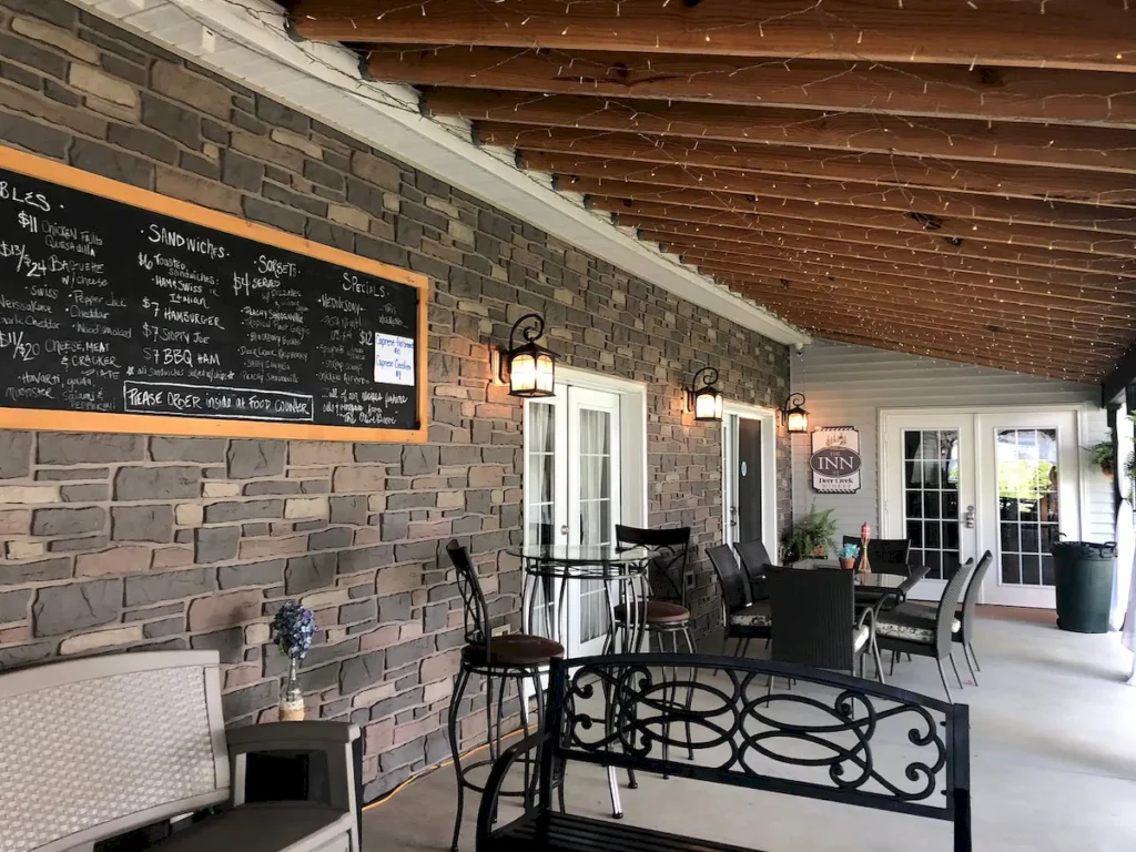 vino's den at brooks estate east porch at deer creek winery