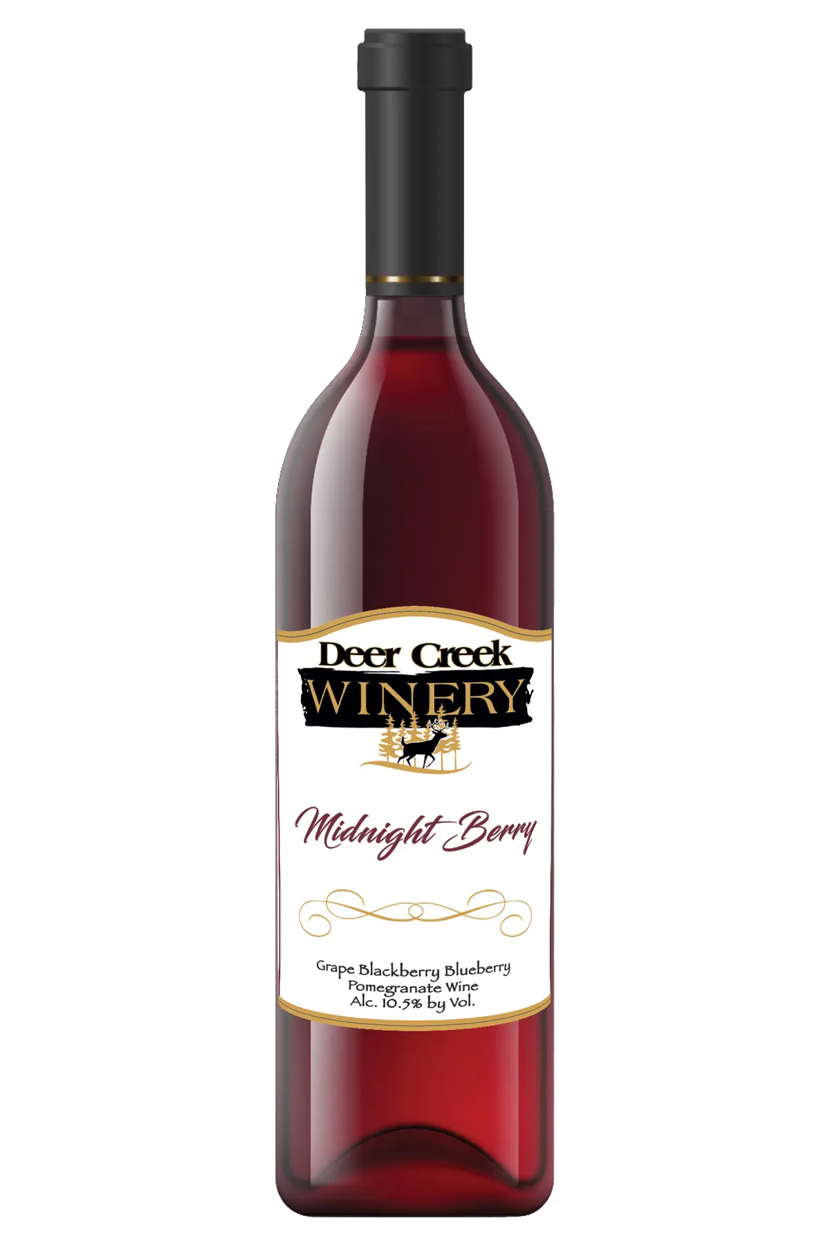 Deer Creek Winery Midnight Berry semi- sweet holiday wine bottle