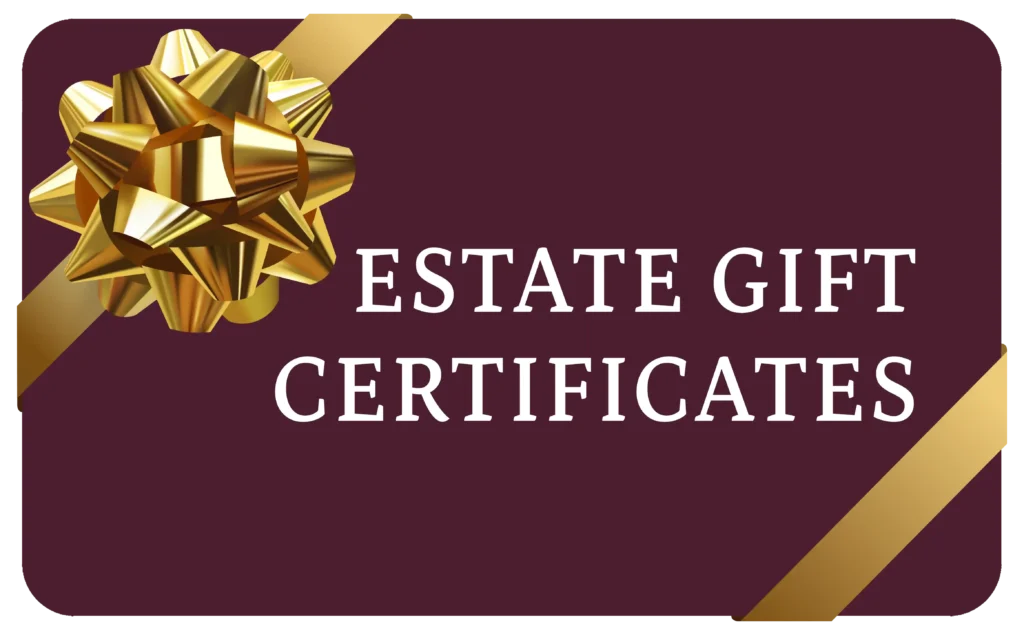 estate gift certificate image purple with gold bow