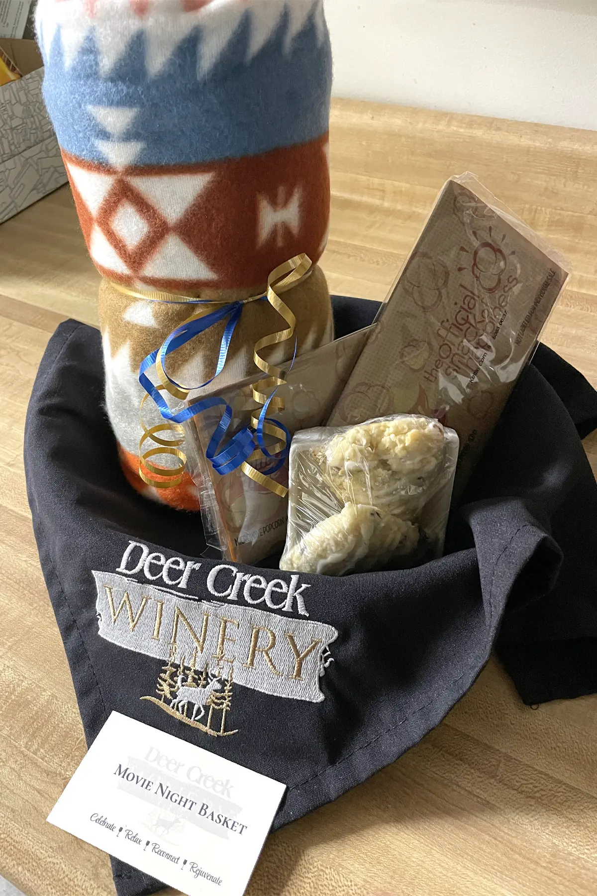 movie night basket lodging addon at deer creek winery
