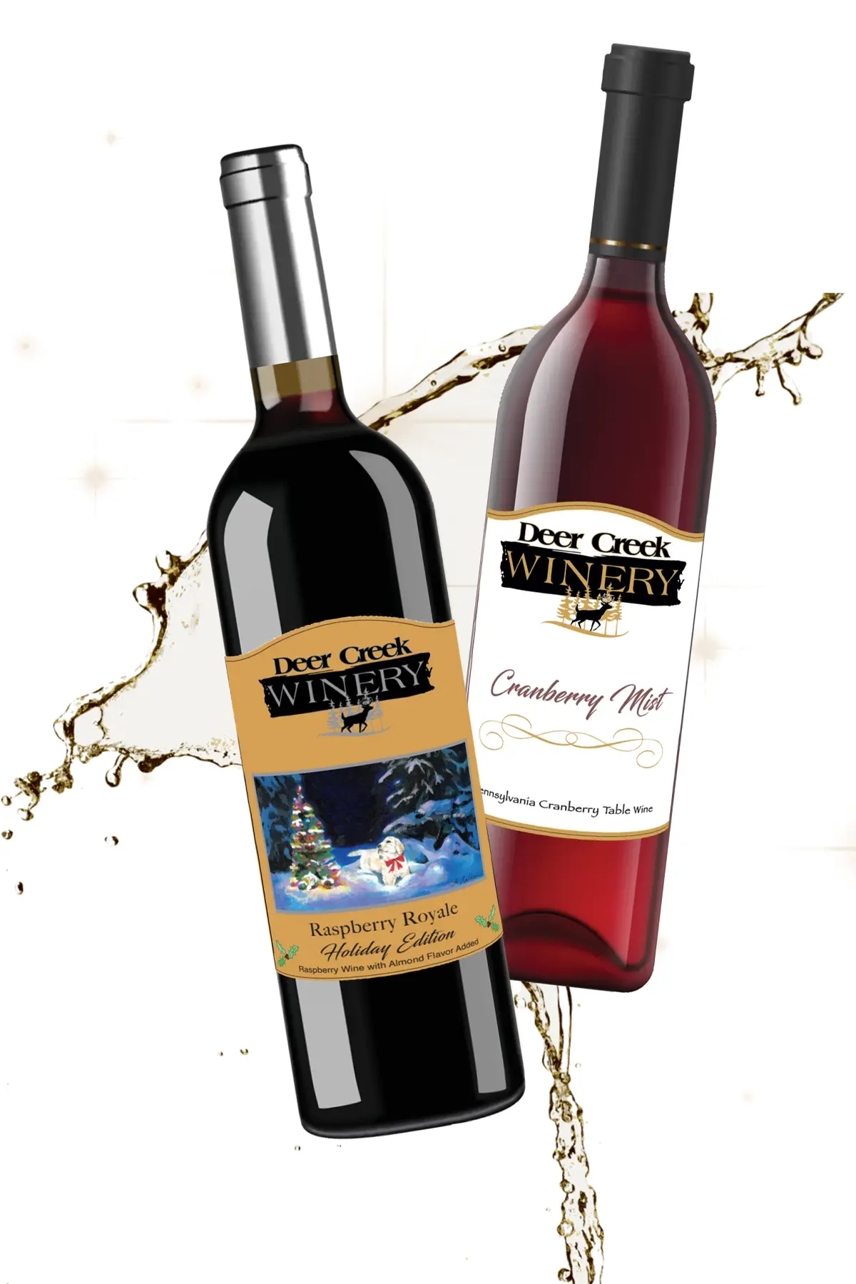 two bottles of deer creek winery wines