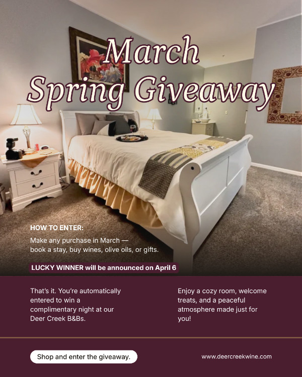 deer creek winery march spring giveaway